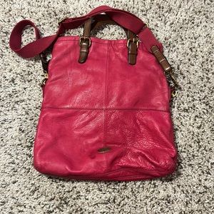 Fossil extra large bag | dark pink/reddish leather